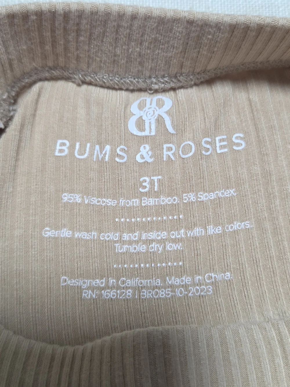 Bums & Roses Kids Ribbed Leggings in Light Tan